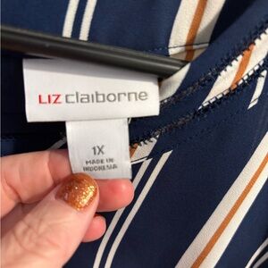 Liz Claiborne Navy Striped Blouse 1X